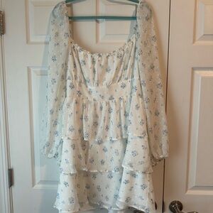 Arula White and Blue Floral Dress